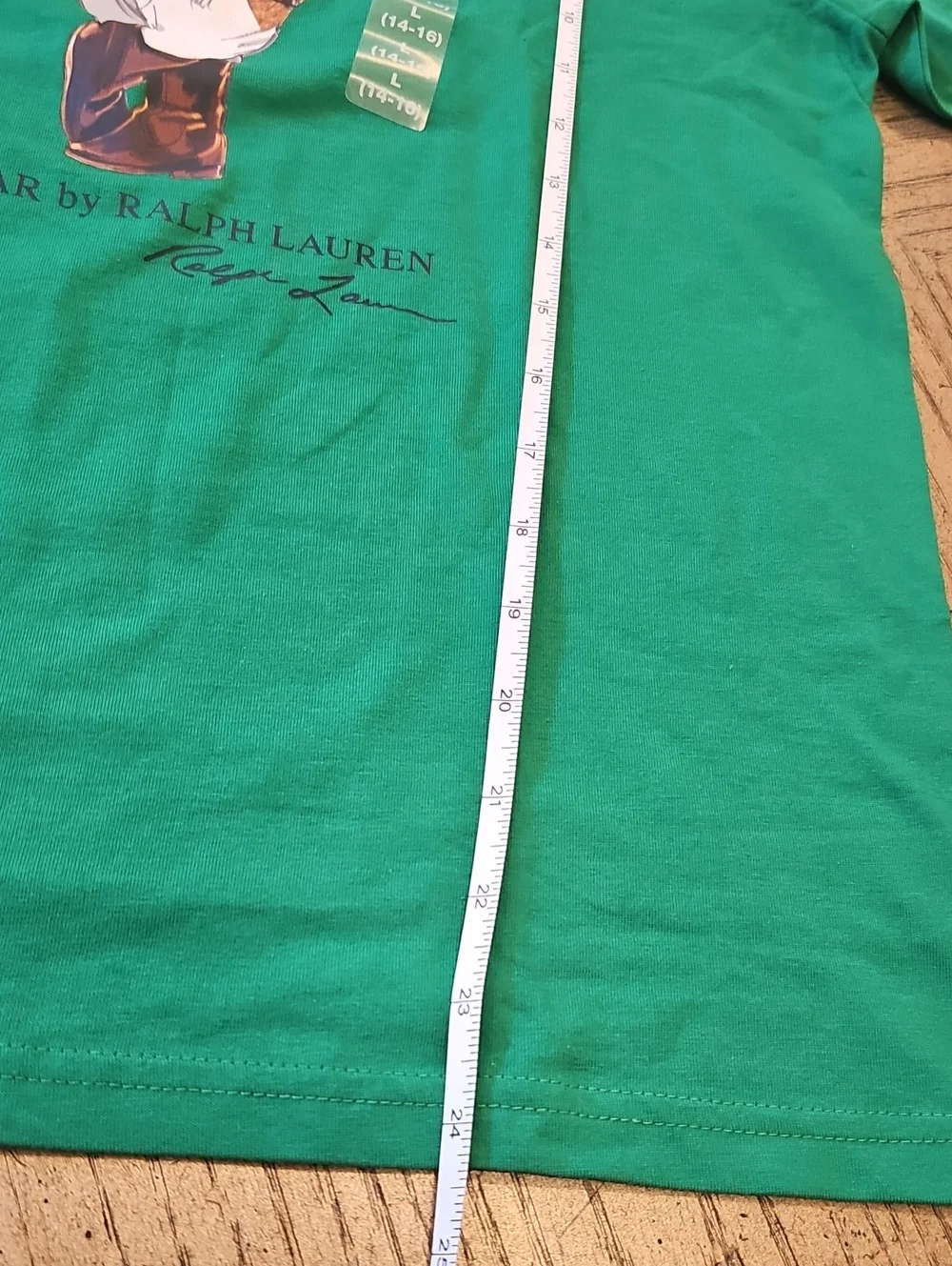 Ralph Lauren Green Polo Bear Graphic Short Sleeve Tee Size L 14-16 NWT